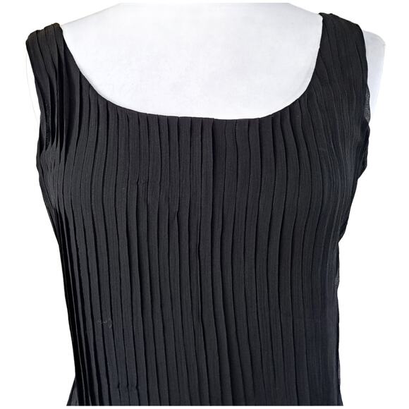 BURBERRY BRIT Black Cece Pleated Georgette Silk Linen Knit Midi Dress Size 4 - Picture 7 of 13